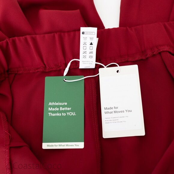 Halara Wrap Pants M Red High Waist Tie Side Wide Leg Office Work Career Holiday - Picture 5 of 9